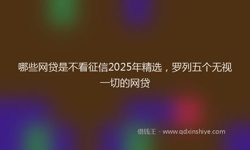 哪些网贷是不看征信2025年精选，罗列五个无视一切的网贷