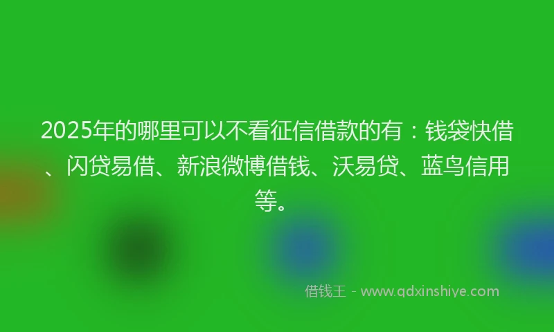 2025年的哪里可以不看征信借款的有：钱袋快借、闪贷易借、新浪微博借钱、沃易贷、蓝鸟信用等。