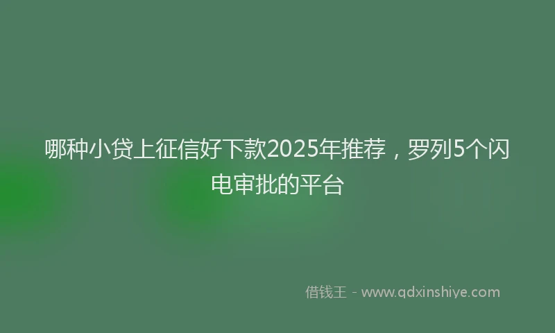 哪种小贷上征信好下款2025年推荐，罗列5个闪电审批的平台