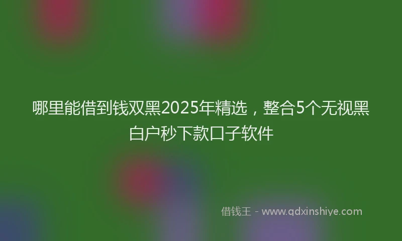 哪里能借到钱双黑2025年精选，整合5个无视黑白户秒下款口子软件
