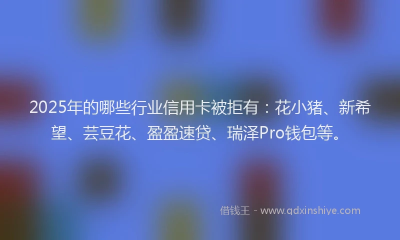 2025年的哪些行业信用卡被拒有：花小猪、新希望、芸豆花、盈盈速贷、瑞泽Pro钱包等。