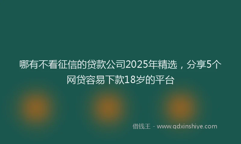哪有不看征信的贷款公司2025年精选，分享5个网贷容易下款18岁的平台