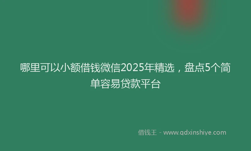 哪里可以小额借钱微信2025年精选，盘点5个简单容易贷款平台