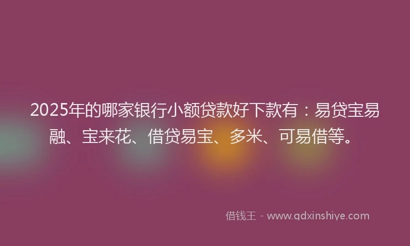 2025年的哪家银行小额贷款好下款有：易贷宝易融、宝来花、借贷易宝、多米、可易借等。