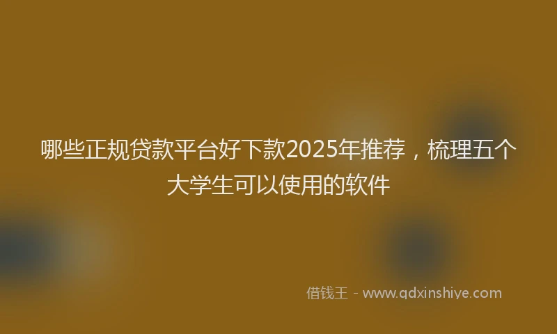 哪些正规贷款平台好下款2025年推荐，梳理五个大学生可以使用的软件
