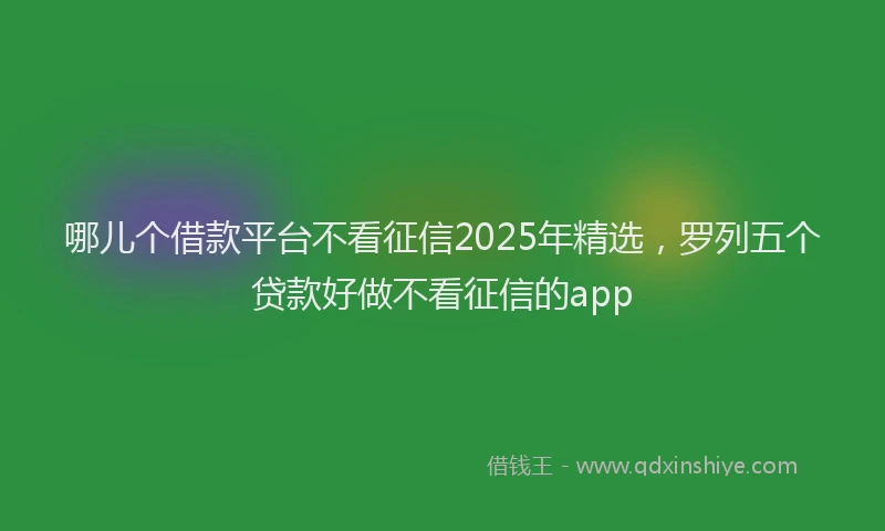 哪儿个借款平台不看征信2025年精选，罗列五个贷款好做不看征信的app