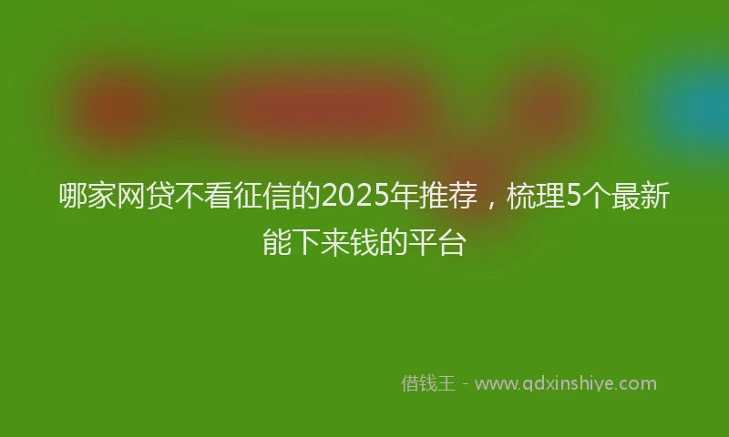 哪家网贷不看征信的2025年推荐，梳理5个最新能下来钱的平台