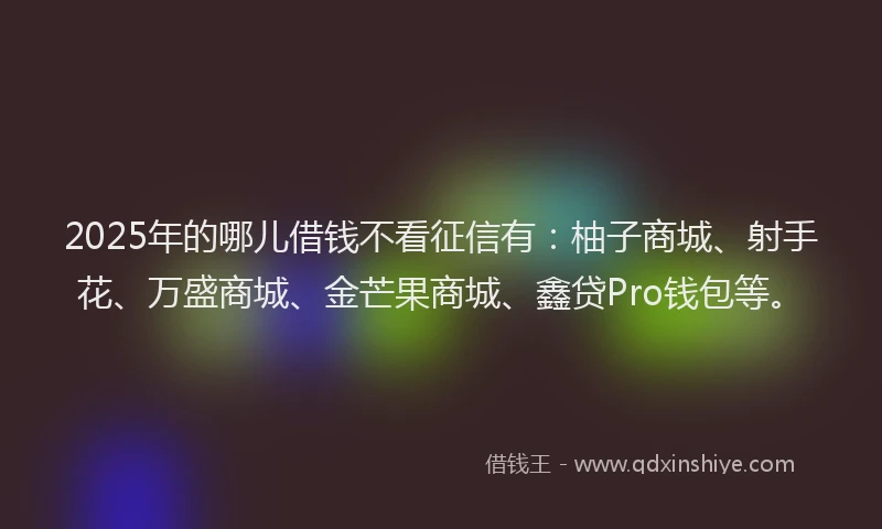 2025年的哪儿借钱不看征信有：柚子商城、射手花、万盛商城、金芒果商城、鑫贷Pro钱包等。