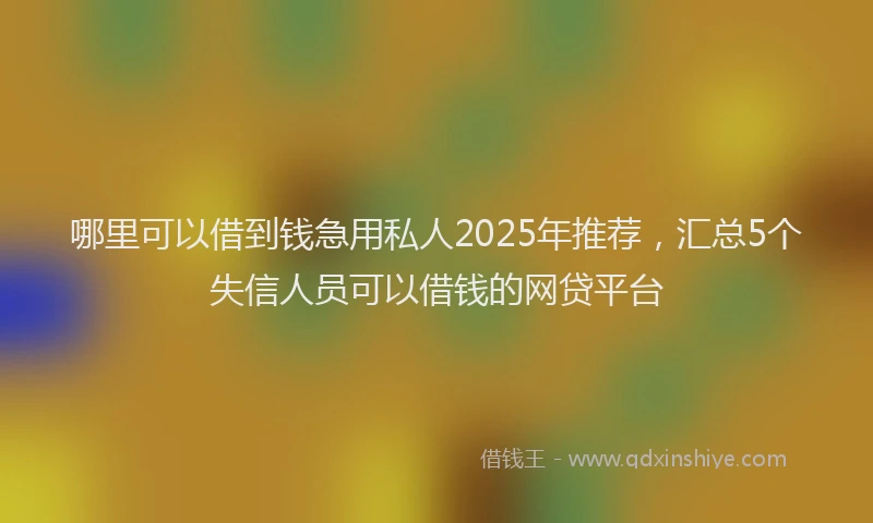 哪里可以借到钱急用私人2025年推荐，汇总5个失信人员可以借钱的网贷平台
