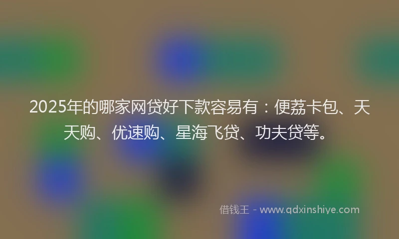 2025年的哪家网贷好下款容易有：便荔卡包、天天购、优速购、星海飞贷、功夫贷等。