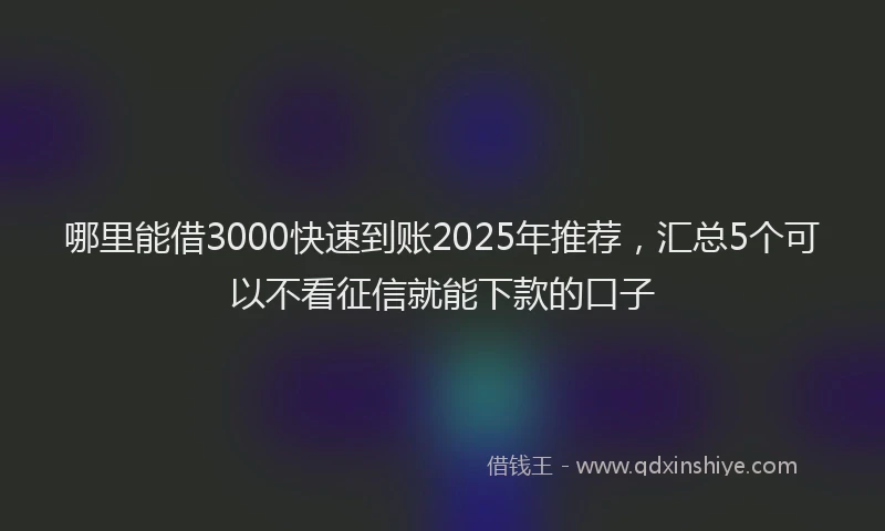 哪里能借3000快速到账2025年推荐，汇总5个可以不看征信就能下款的口子