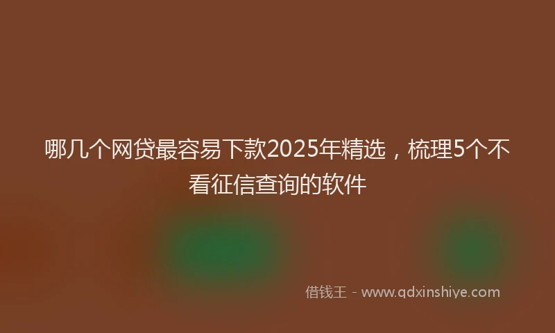 哪几个网贷最容易下款2025年精选，梳理5个不看征信查询的软件