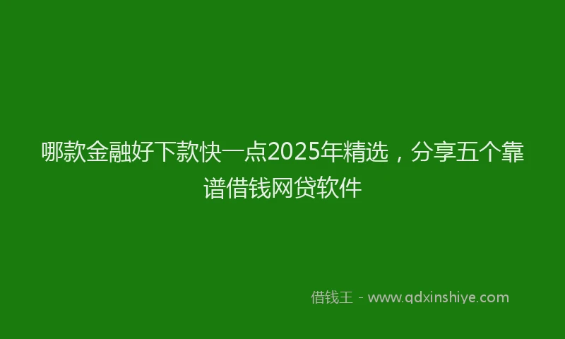 哪款金融好下款快一点2025年精选，分享五个靠谱借钱网贷软件