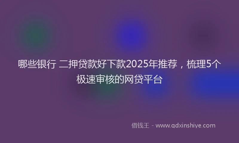 哪些银行 二押贷款好下款2025年推荐，梳理5个极速审核的网贷平台