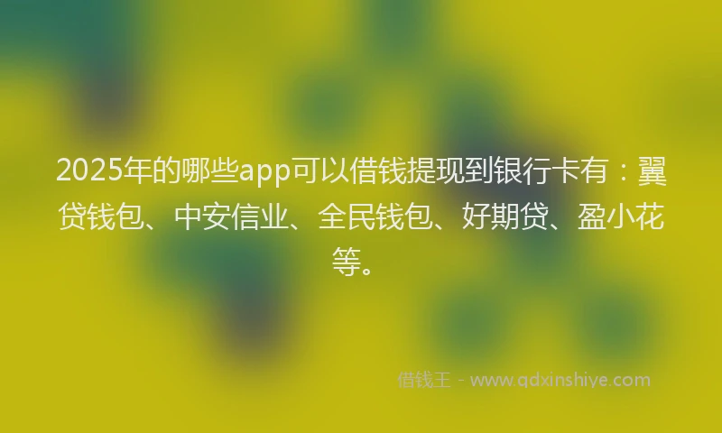 2025年的哪些app可以借钱提现到银行卡有：翼贷钱包、中安信业、全民钱包、好期贷、盈小花等。