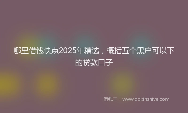 哪里借钱快点2025年精选，概括五个黑户可以下的贷款口子