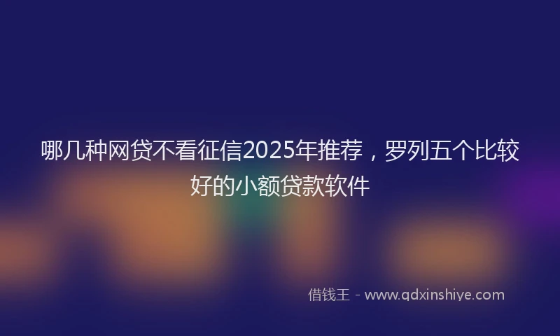哪几种网贷不看征信2025年推荐，罗列五个比较好的小额贷款软件