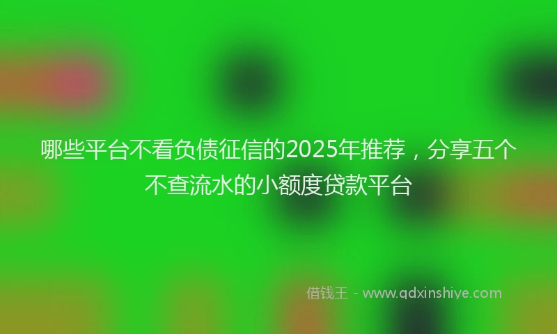 哪些平台不看负债征信的2025年推荐，分享五个不查流水的小额度贷款平台