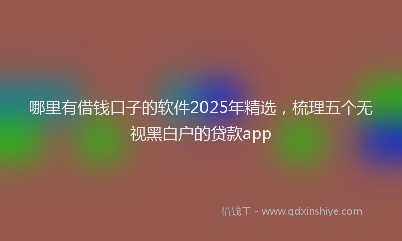 哪里有借钱口子的软件2025年精选,梳理五个无视黑白户的贷款app