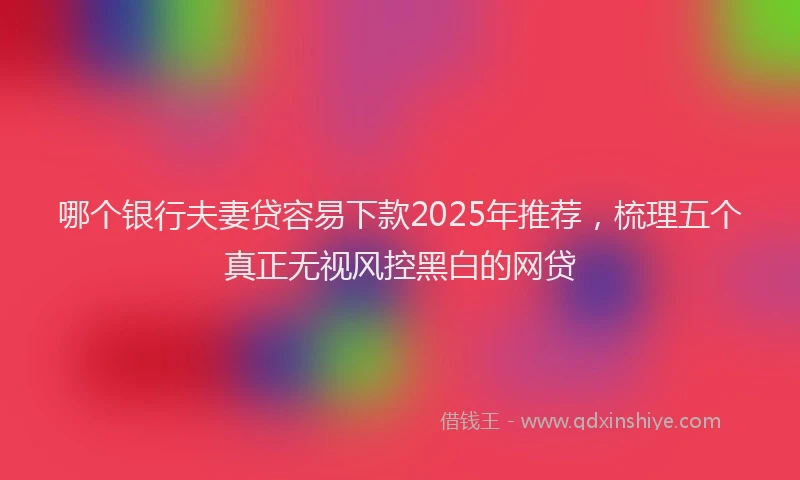 哪个银行夫妻贷容易下款2025年推荐，梳理五个真正无视风控黑白的网贷