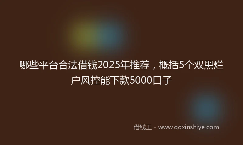 哪些平台合法借钱2025年推荐，概括5个双黑烂户风控能下款5000口子