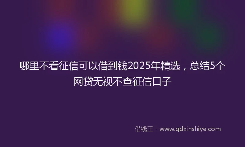 哪里不看征信可以借到钱2025年精选，总结5个网贷无视不查征信口子