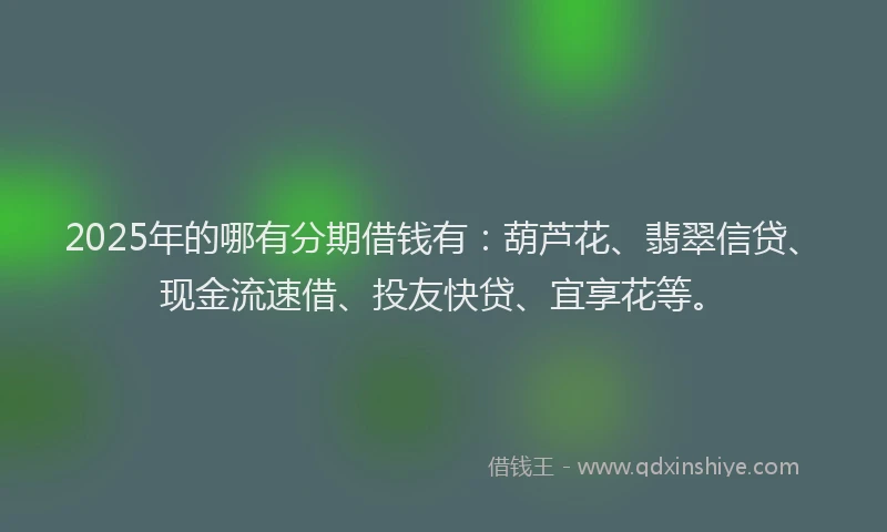 2025年的哪有分期借钱有：葫芦花、翡翠信贷、现金流速借、投友快贷、宜享花等。