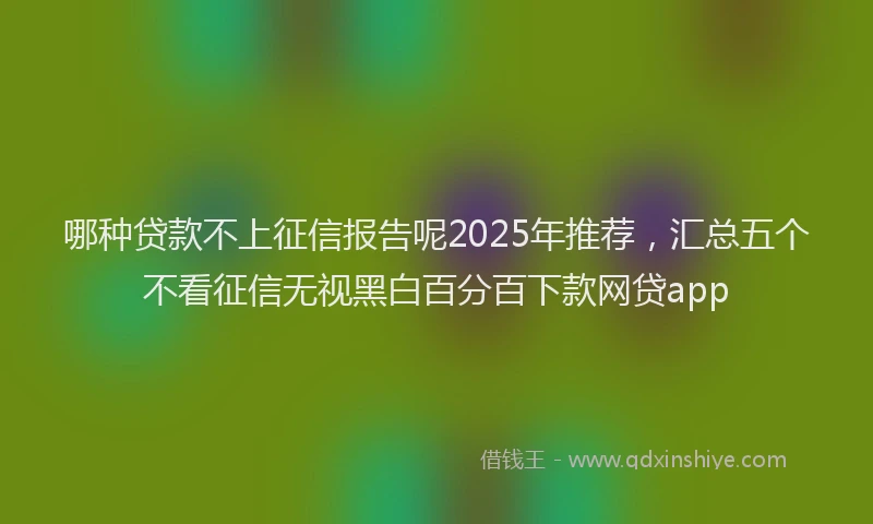 哪种贷款不上征信报告呢2025年推荐，汇总五个不看征信无视黑白百分百下款网贷app