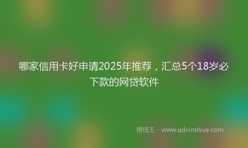 哪家信用卡好申请2025年推荐，汇总5个18岁必下款的网贷软件