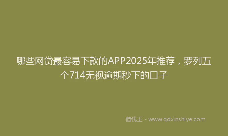 哪些网贷最容易下款的APP2025年推荐，罗列五个714无视逾期秒下的口子