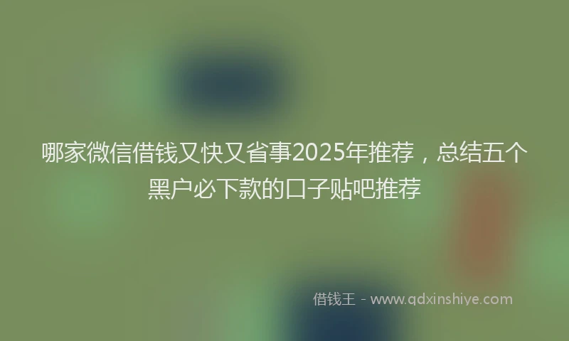 哪家微信借钱又快又省事2025年推荐，总结五个黑户必下款的口子贴吧推荐