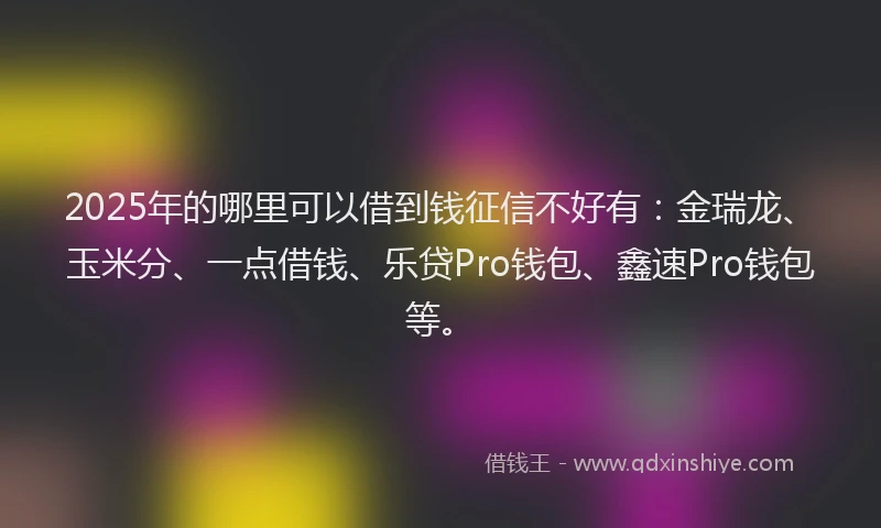 2025年的哪里可以借到钱征信不好有：金瑞龙、玉米分、一点借钱、乐贷Pro钱包、鑫速Pro钱包等。