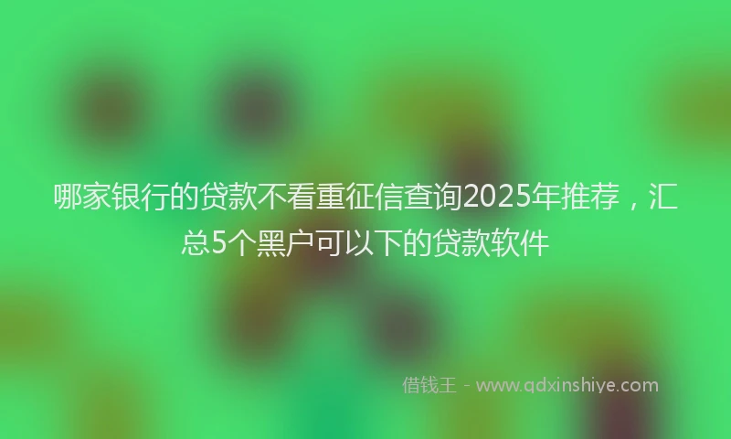 哪家银行的贷款不看重征信查询2025年推荐，汇总5个黑户可以下的贷款软件
