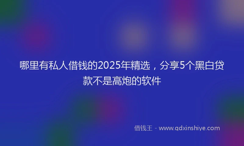 哪里有私人借钱的2025年精选，分享5个黑白贷款不是高炮的软件