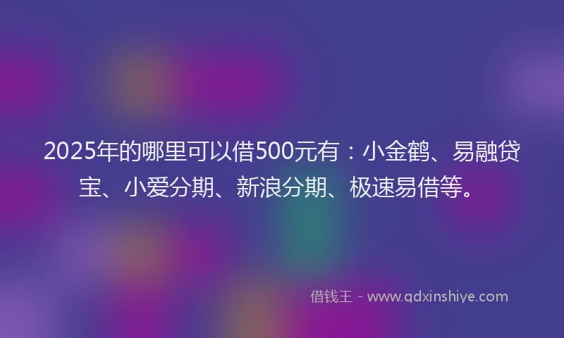 2025年的哪里可以借500元有：小金鹤、易融贷宝、小爱分期、新浪分期、极速易借等。