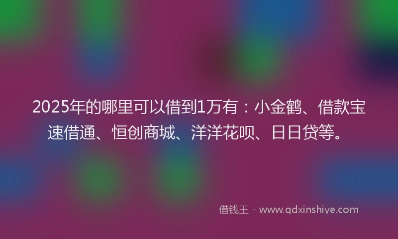 2025年的哪里可以借到1万有：小金鹤、借款宝速借通、恒创商城、洋洋花呗、日日贷等。