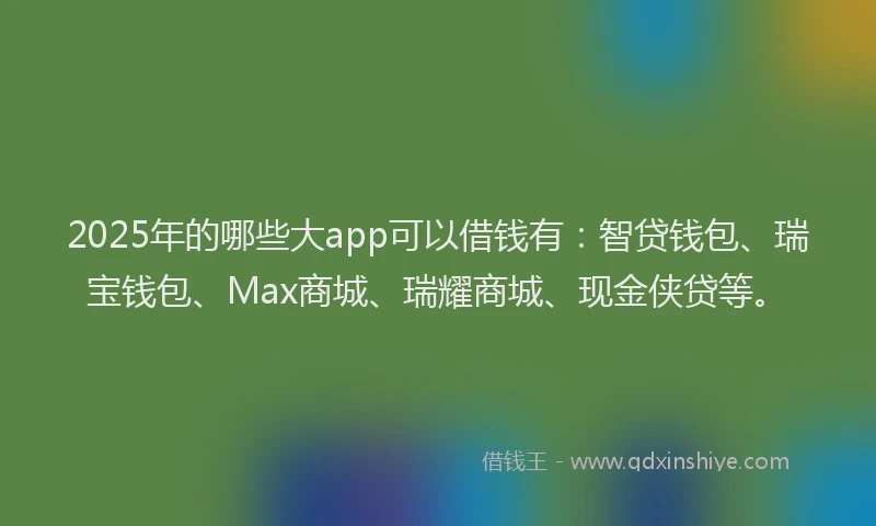 2025年的哪些大app可以借钱有：智贷钱包、瑞宝钱包、Max商城、瑞耀商城、现金侠贷等。