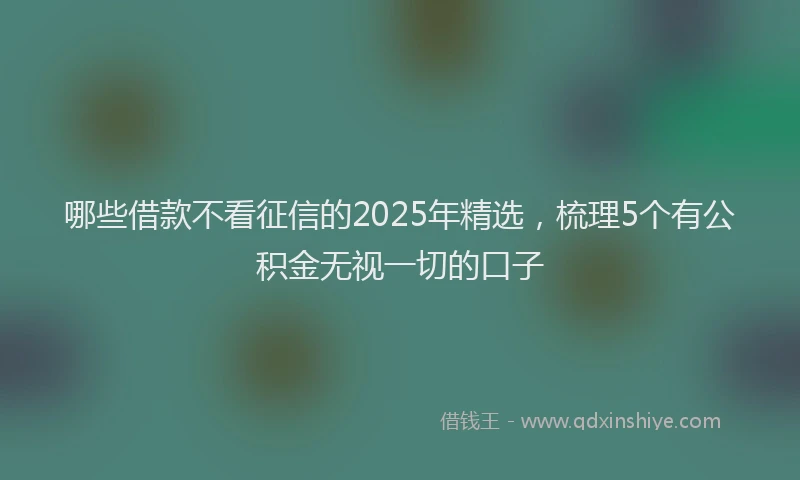 哪些借款不看征信的2025年精选，梳理5个有公积金无视一切的口子