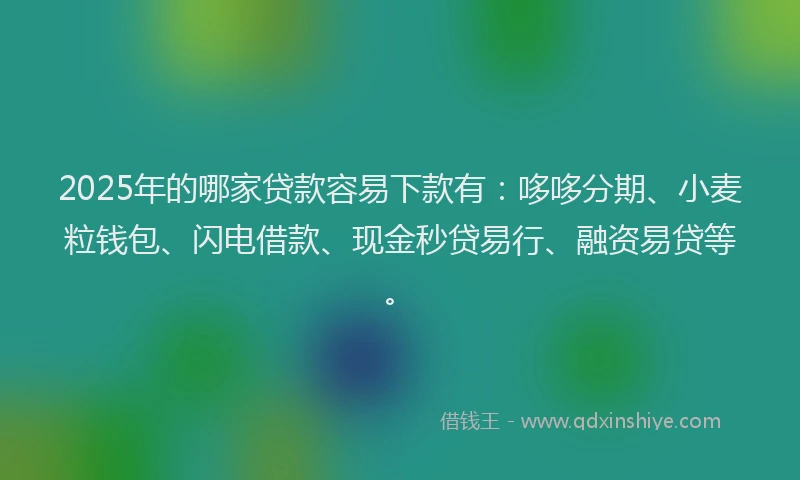 2025年的哪家贷款容易下款有:哆哆分期、小麦粒钱包、闪电借款、现金秒贷易行、融资易贷等。