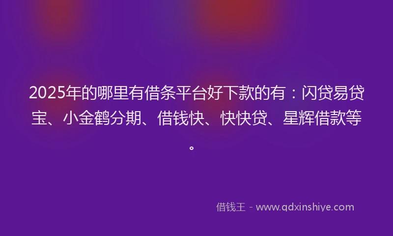 2025年的哪里有借条平台好下款的有：闪贷易贷宝、小金鹤分期、借钱快、快快贷、星辉借款等。
