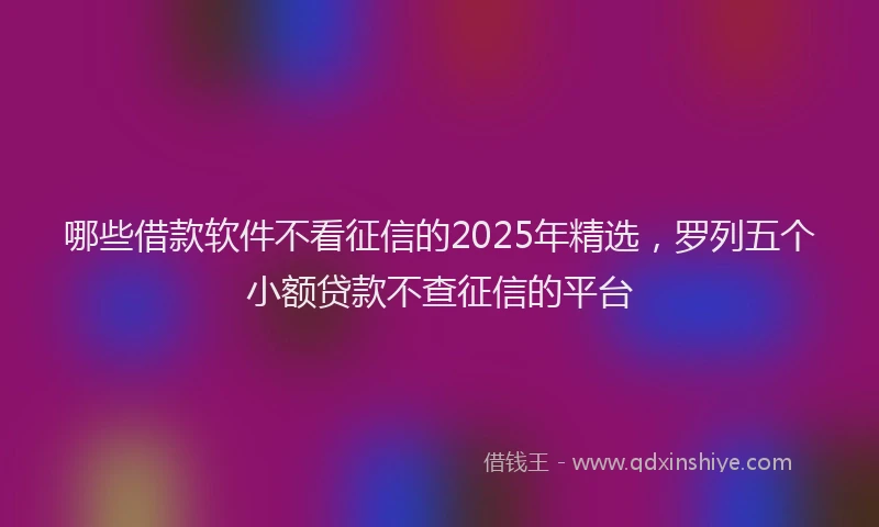 哪些借款软件不看征信的2025年精选，罗列五个小额贷款不查征信的平台