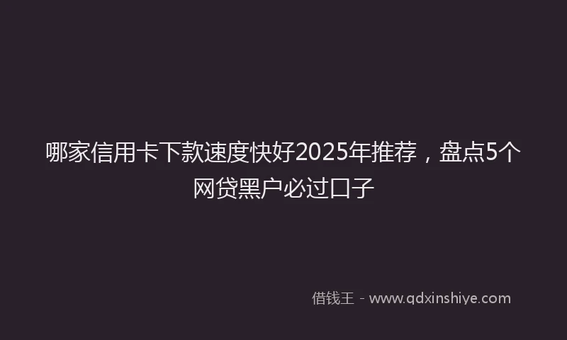 哪家信用卡下款速度快好2025年推荐，盘点5个网贷黑户必过口子