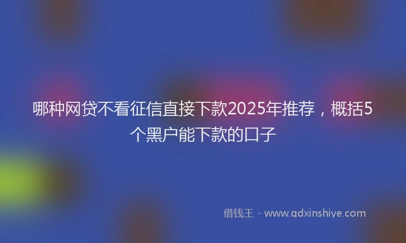 哪种网贷不看征信直接下款2025年推荐，概括5个黑户能下款的口子