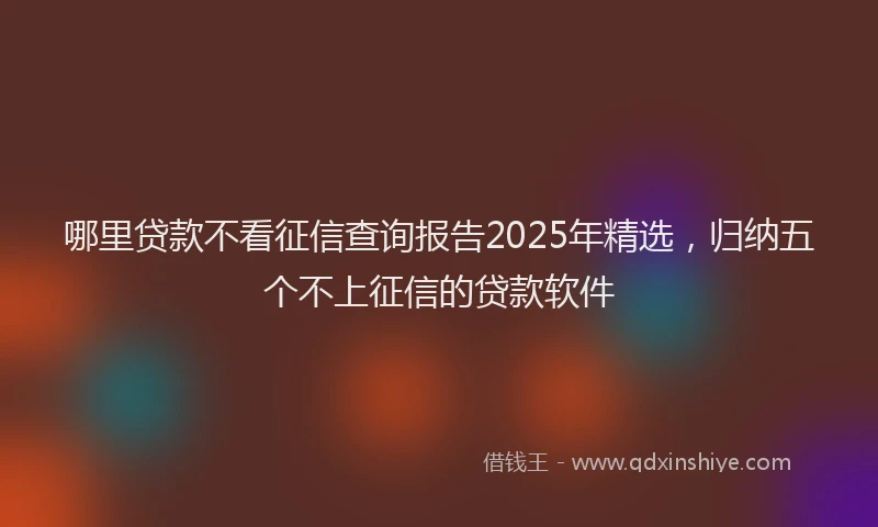 哪里贷款不看征信查询报告2025年精选，归纳五个不上征信的贷款软件