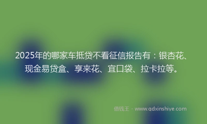2025年的哪家车抵贷不看征信报告有：银杏花、现金易贷盒、享来花、宜口袋、拉卡拉等。