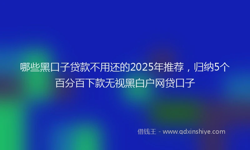 哪些黑口子贷款不用还的2025年推荐，归纳5个百分百下款无视黑白户网贷口子