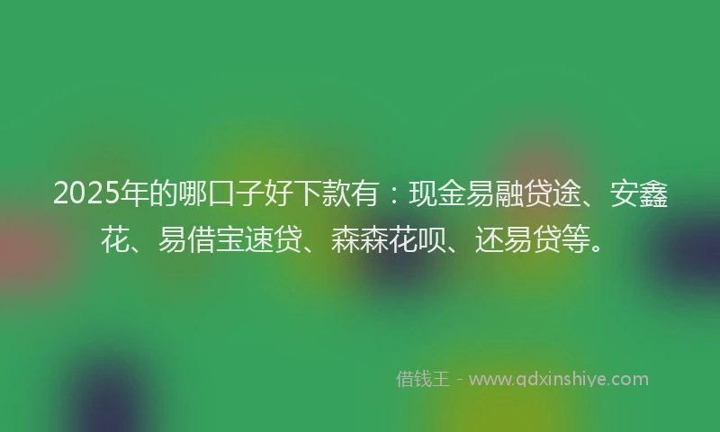 2025年的哪口子好下款有：现金易融贷途、安鑫花、易借宝速贷、森森花呗、还易贷等。