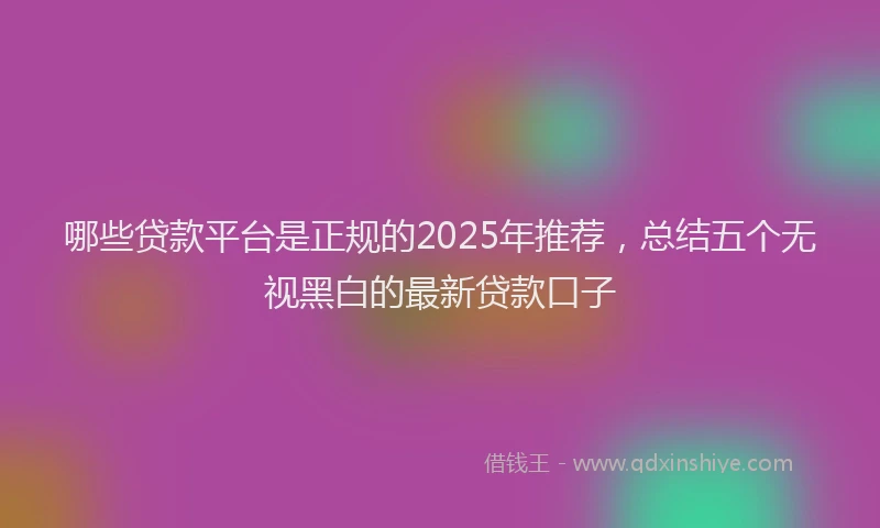 哪些贷款平台是正规的2025年推荐，总结五个无视黑白的最新贷款口子