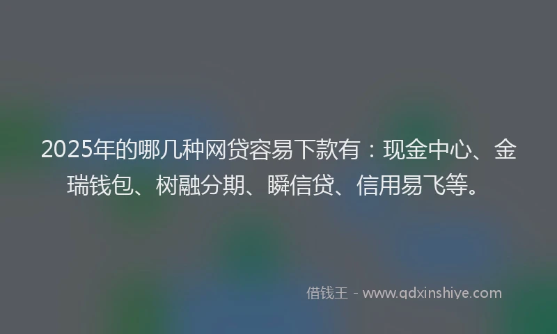 2025年的哪几种网贷容易下款有：现金中心、金瑞钱包、树融分期、瞬信贷、信用易飞等。