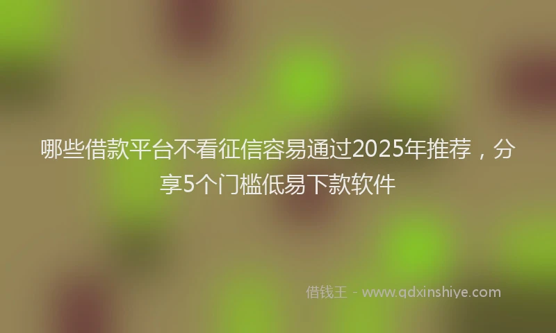 哪些借款平台不看征信容易通过2025年推荐，分享5个门槛低易下款软件